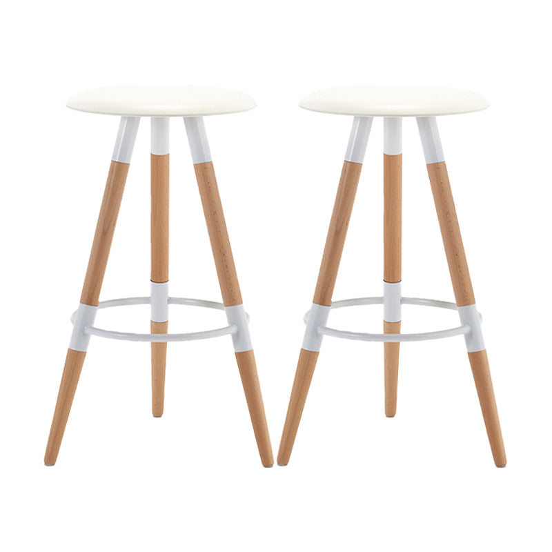 Modern Round Seat Counter Stool Solid Wood Backless Counter-height Stool