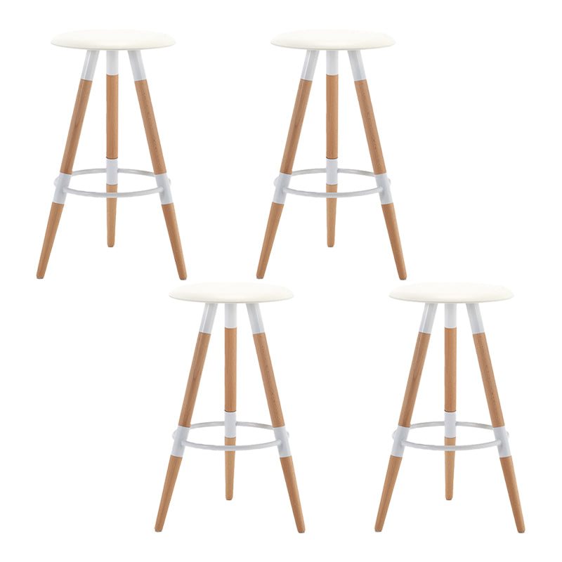 Modern Round Seat Counter Stool Solid Wood Backless Counter-height Stool
