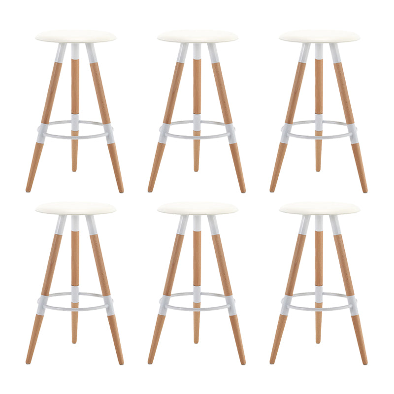 Modern Round Seat Counter Stool Solid Wood Backless Counter-height Stool