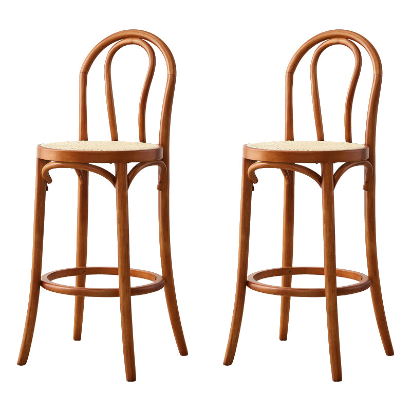 Contemporary Wooden Bar-stool Solid Round Seat Counter Bar Stool with Wood Legs