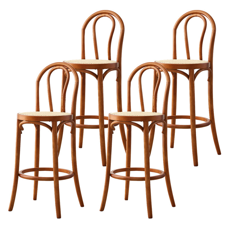 Contemporary Wooden Bar-stool Solid Round Seat Counter Bar Stool with Wood Legs