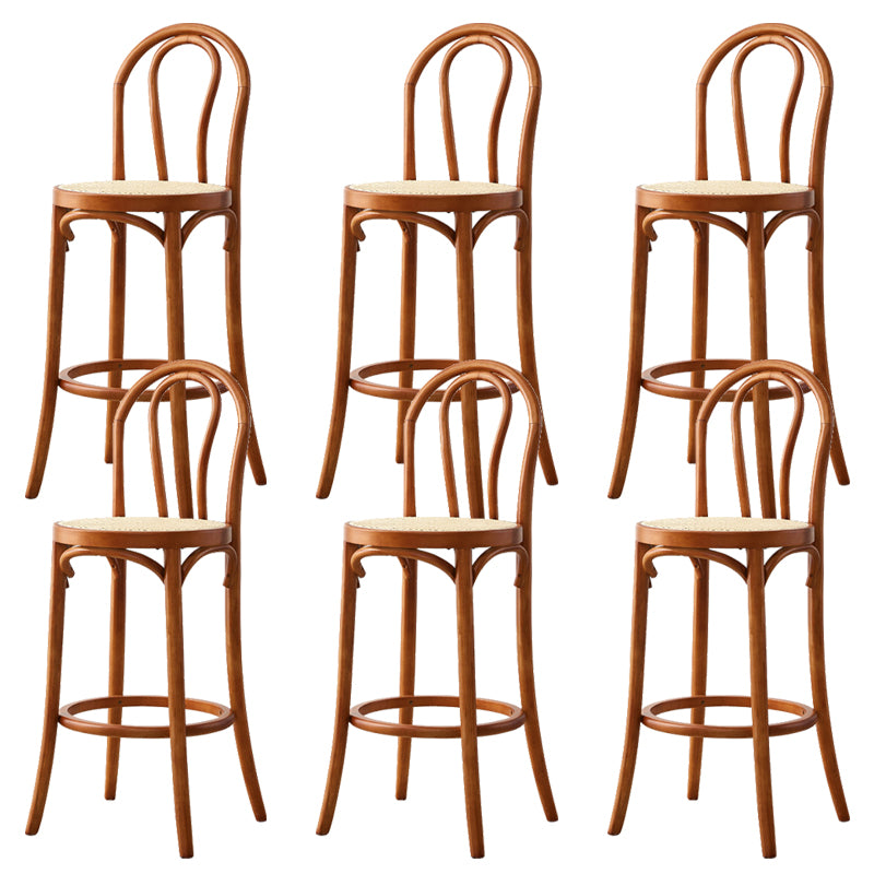 Contemporary Wooden Bar-stool Solid Round Seat Counter Bar Stool with Wood Legs