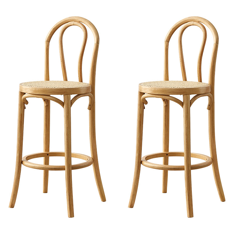 Contemporary Wooden Bar-stool Solid Round Seat Counter Bar Stool with Wood Legs