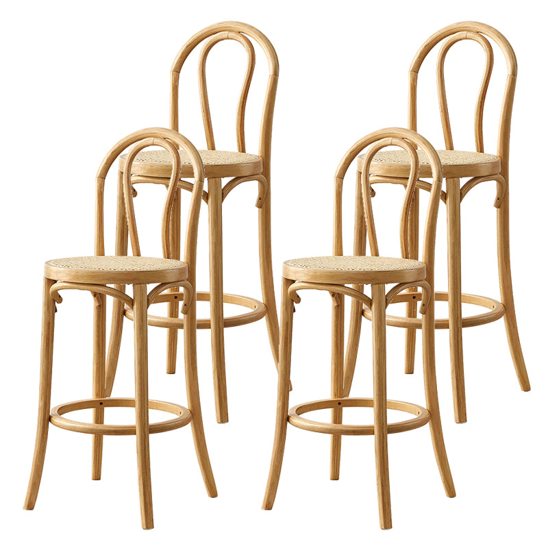 Contemporary Wooden Bar-stool Solid Round Seat Counter Bar Stool with Wood Legs