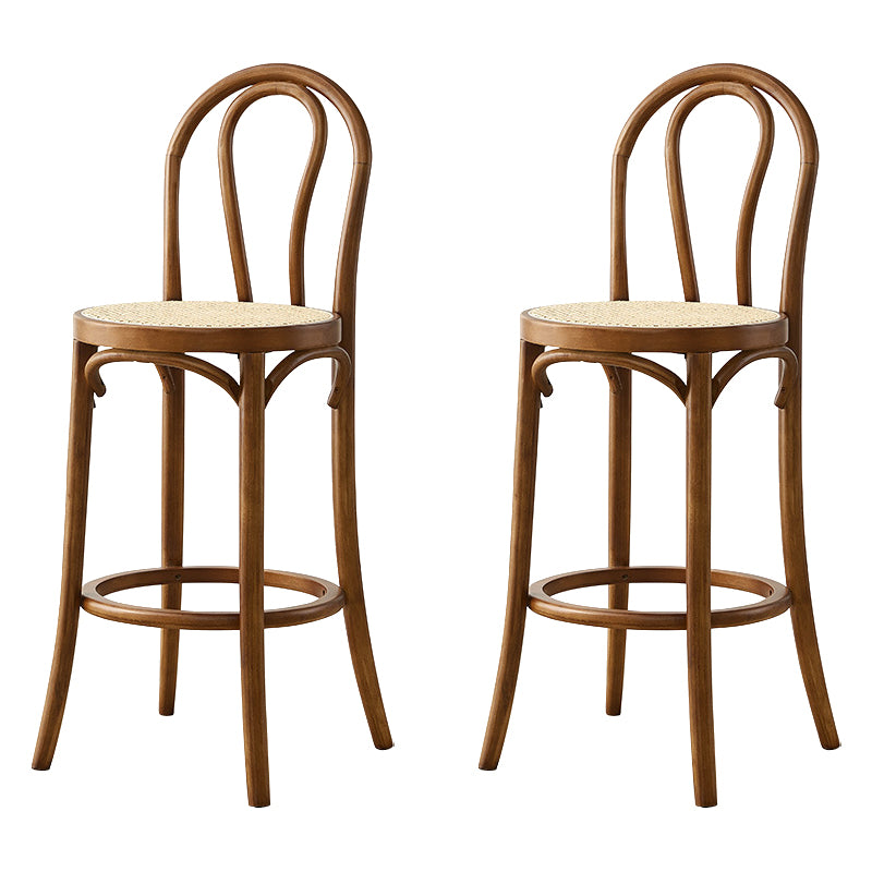 Contemporary Wooden Bar-stool Solid Round Seat Counter Bar Stool with Wood Legs