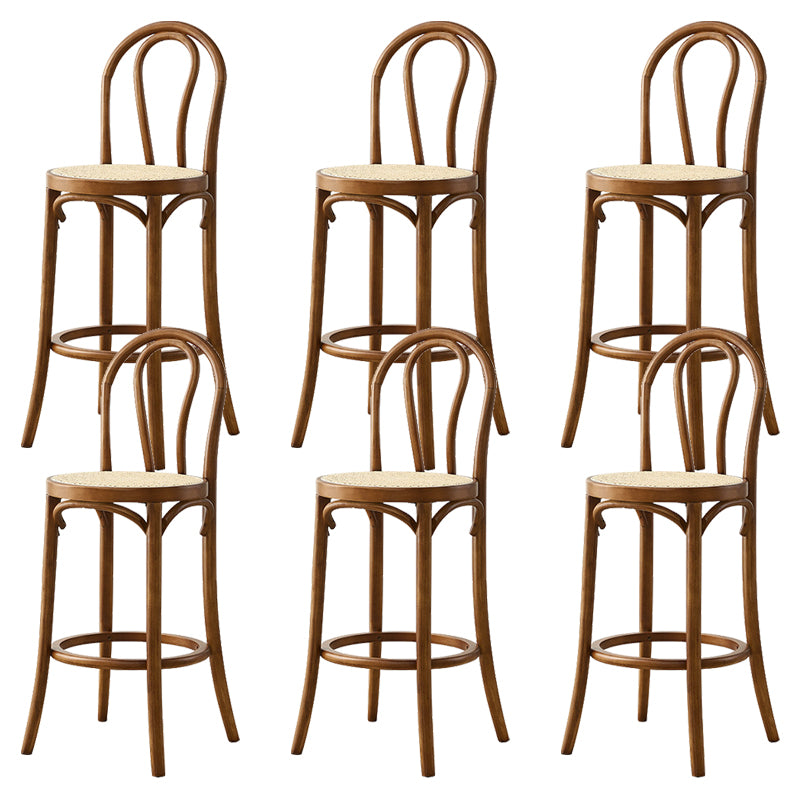 Contemporary Wooden Bar-stool Solid Round Seat Counter Bar Stool with Wood Legs