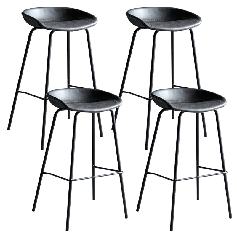 Contemporary PU Leather Bar-stool Bucket Seat Counter Bar Stool with Metal Legs