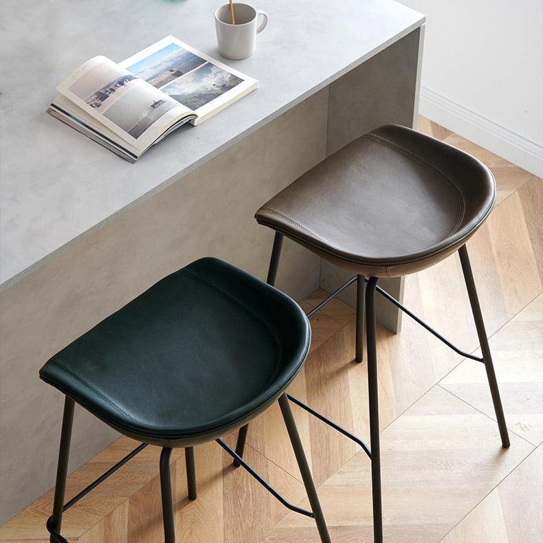 Contemporary PU Leather Bar-stool Bucket Seat Counter Bar Stool with Metal Legs