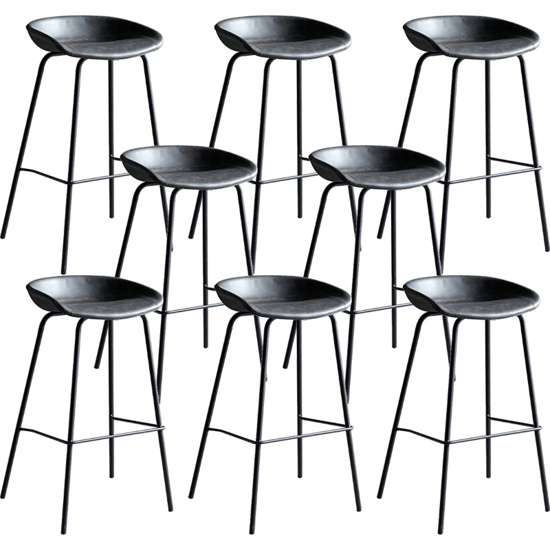 Contemporary PU Leather Bar-stool Bucket Seat Counter Bar Stool with Metal Legs