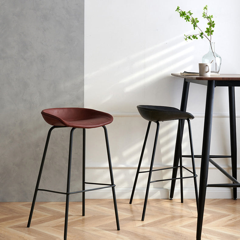 Contemporary PU Leather Bar-stool Bucket Seat Counter Bar Stool with Metal Legs