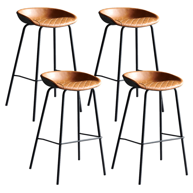 Contemporary PU Leather Bar-stool Bucket Seat Counter Bar Stool with Metal Legs