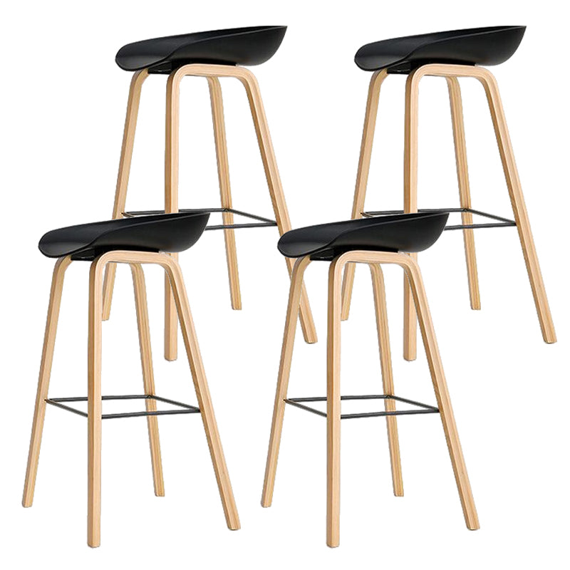 Nordic Plastic Bar-stool Bucket Seat Counter Bar Stool with Wood Legs
