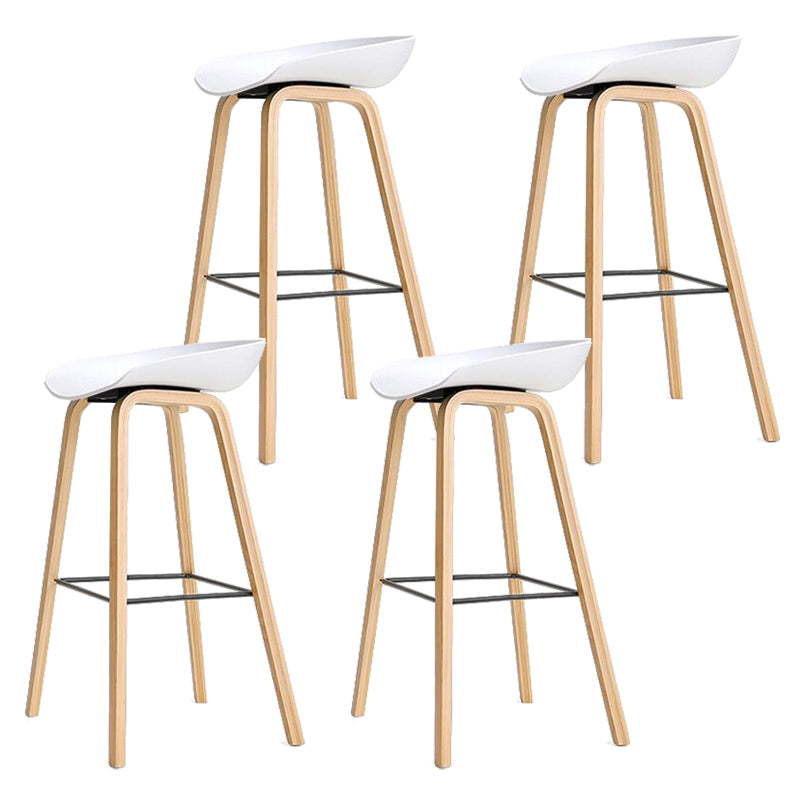 Nordic Plastic Bar-stool Bucket Seat Counter Bar Stool with Wood Legs