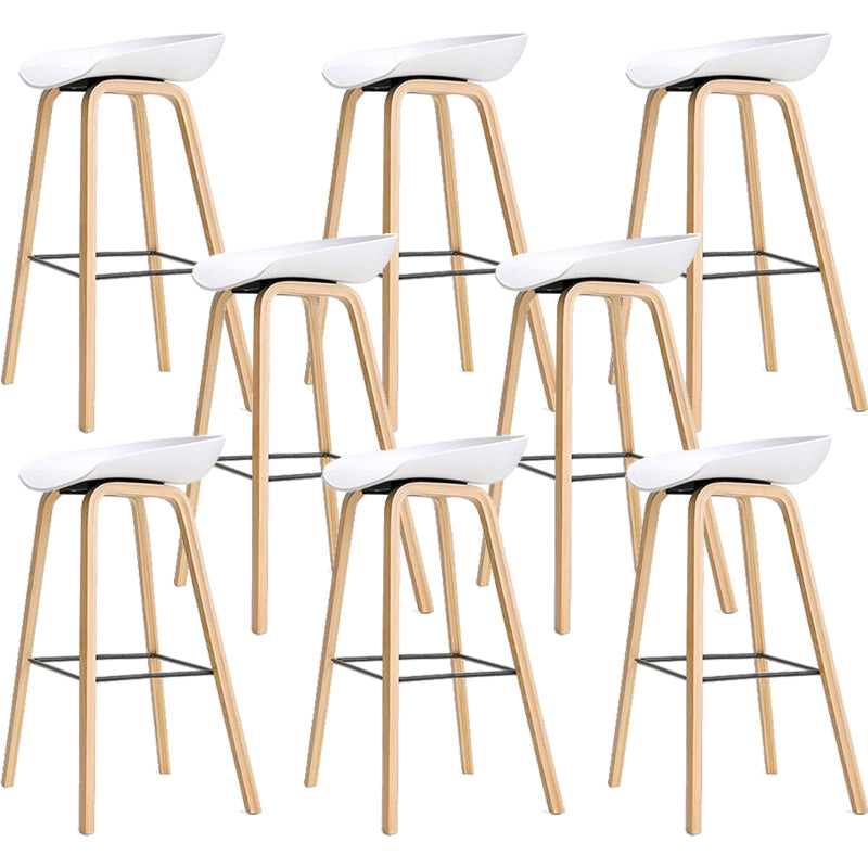Nordic Plastic Bar-stool Bucket Seat Counter Bar Stool with Wood Legs