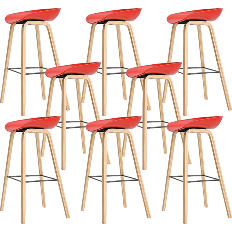 Nordic Plastic Bar-stool Bucket Seat Counter Bar Stool with Wood Legs