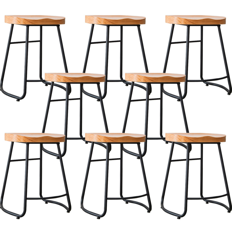 Modern Backless Armless Counter Stool Iron Bar Stool with Footrest