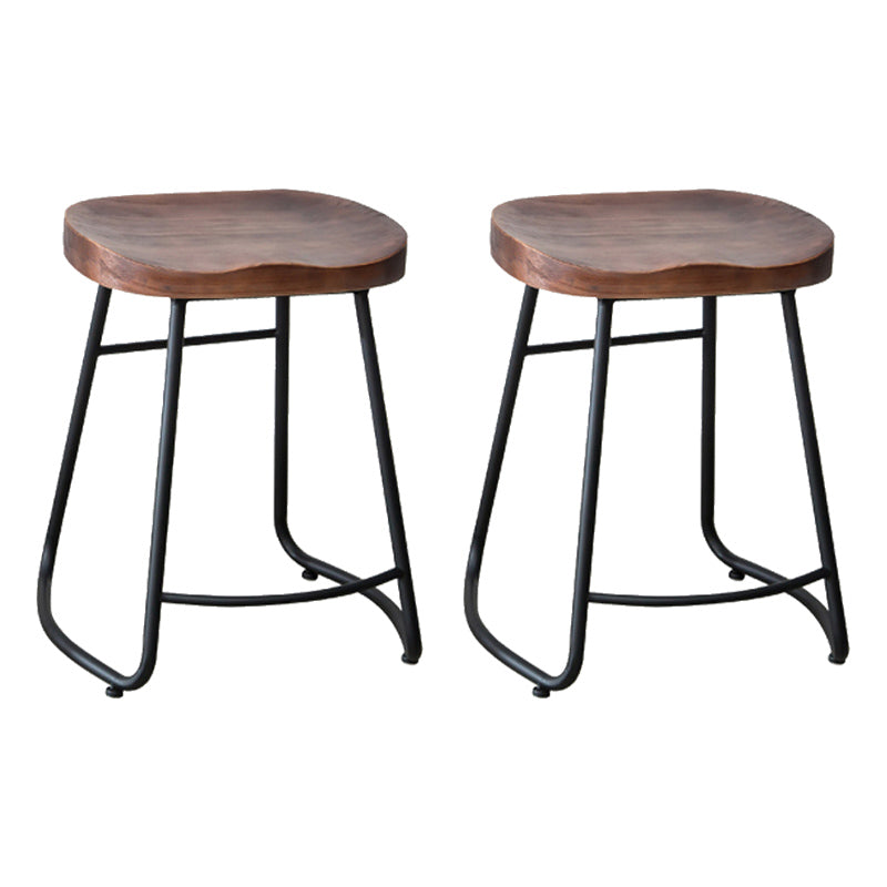 Modern Backless Armless Counter Stool Iron Bar Stool with Footrest