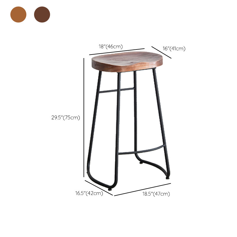 Modern Backless Armless Counter Stool Iron Bar Stool with Footrest