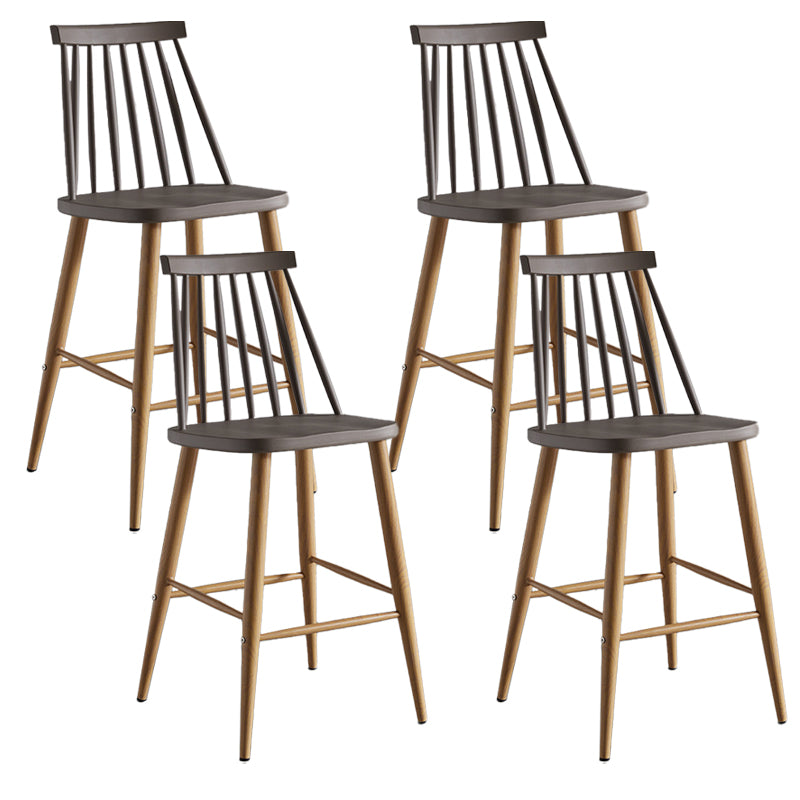 Nordic Plastic Bar-stool Square Seat Counter Bar Stool with Wood Legs