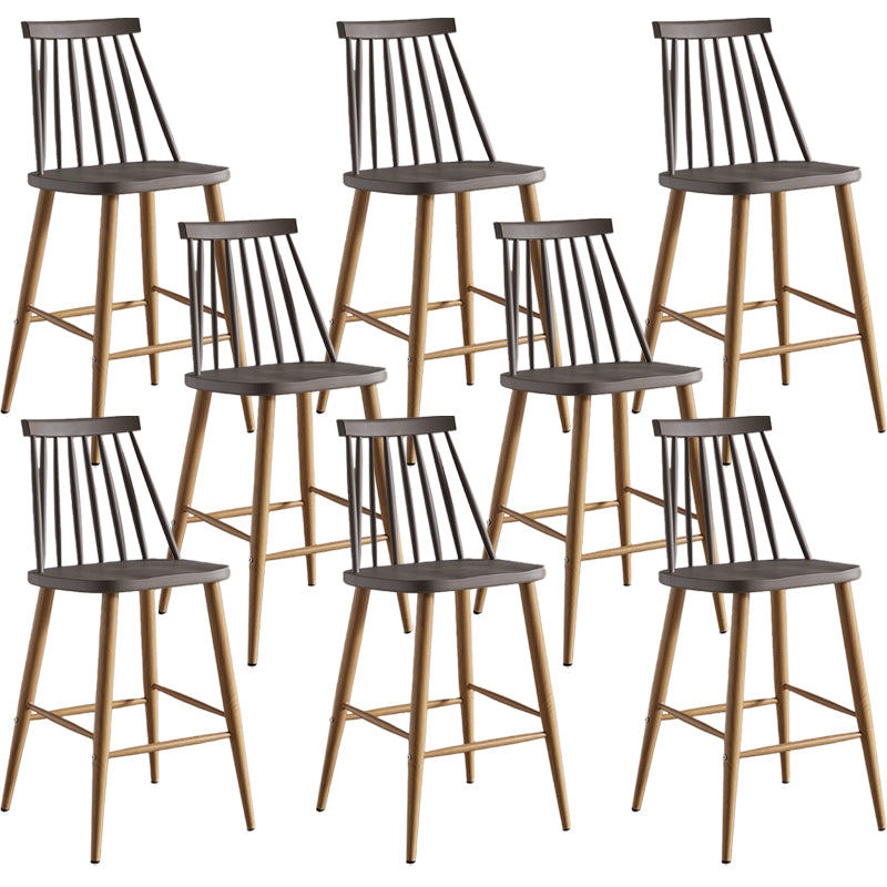Nordic Plastic Bar-stool Square Seat Counter Bar Stool with Wood Legs