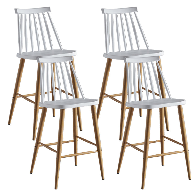Nordic Plastic Bar-stool Square Seat Counter Bar Stool with Wood Legs