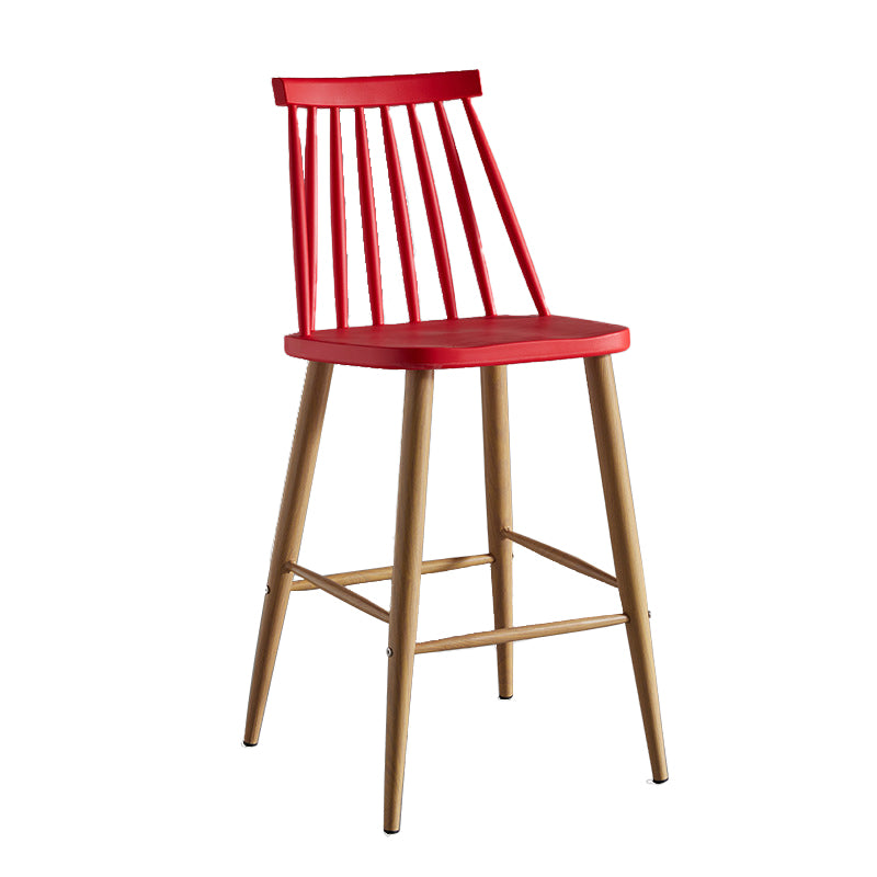 Nordic Plastic Bar-stool Square Seat Counter Bar Stool with Wood Legs