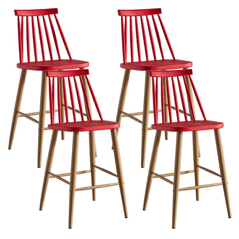Nordic Plastic Bar-stool Square Seat Counter Bar Stool with Wood Legs