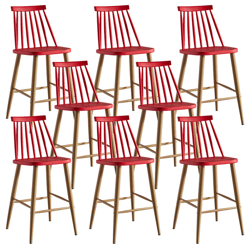 Nordic Plastic Bar-stool Square Seat Counter Bar Stool with Wood Legs