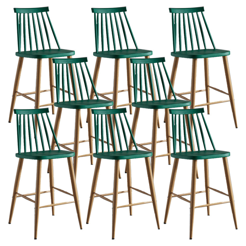 Nordic Plastic Bar-stool Square Seat Counter Bar Stool with Wood Legs