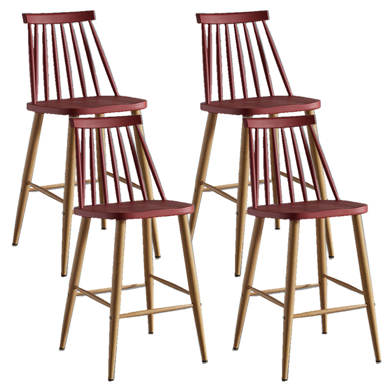 Nordic Plastic Bar-stool Square Seat Counter Bar Stool with Wood Legs
