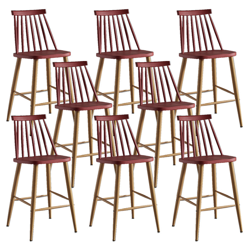Nordic Plastic Bar-stool Square Seat Counter Bar Stool with Wood Legs