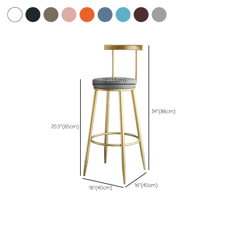 Nordic Style Bar-stool Round Counter Bar Stool with Metal Legs for Home Use