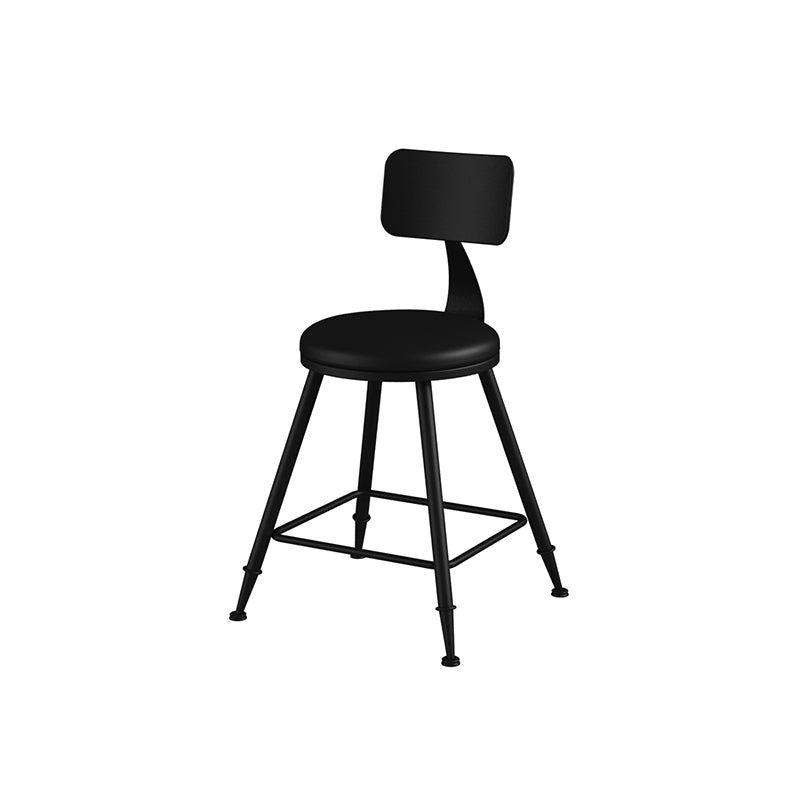 Modern Armless Counter Stool Iron Kitchen Bar Stool with Seat and Pedal