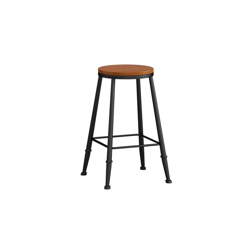 Modern Armless Counter Stool Iron Kitchen Bar Stool with Seat and Pedal