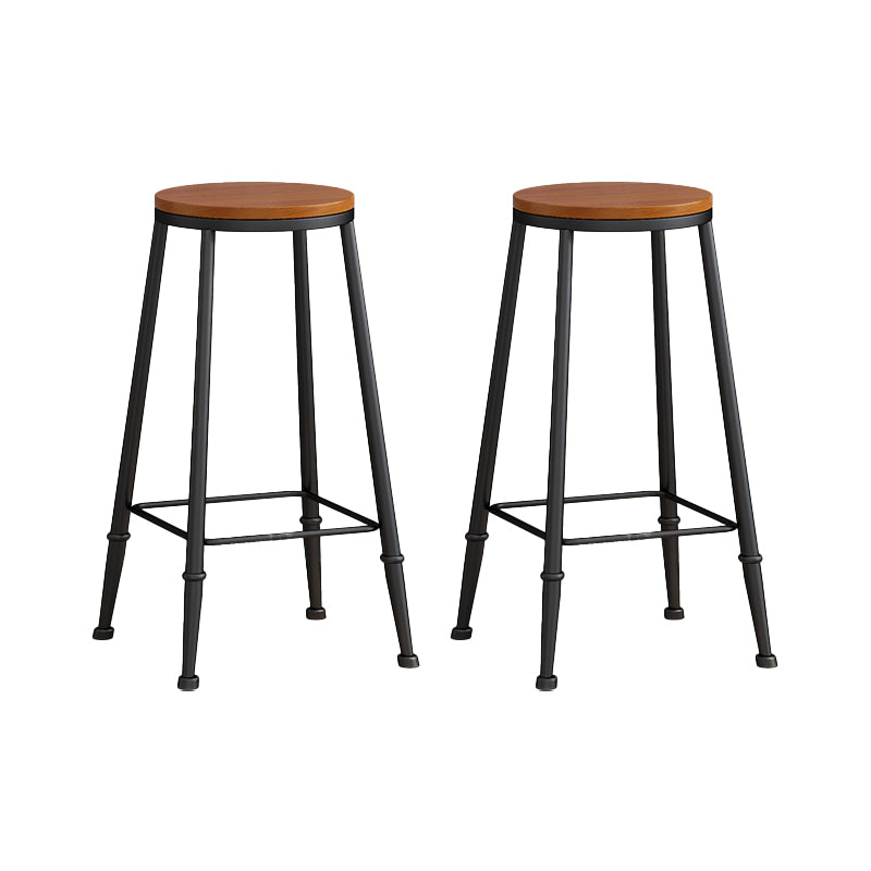 Modern Armless Counter Stool Iron Kitchen Bar Stool with Seat and Pedal