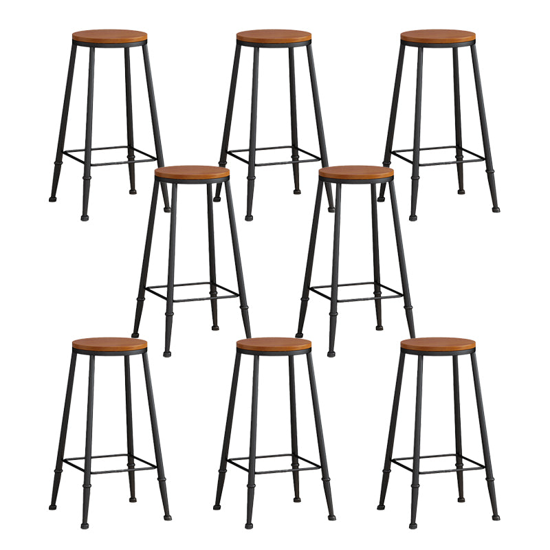 Modern Armless Counter Stool Iron Kitchen Bar Stool with Seat and Pedal