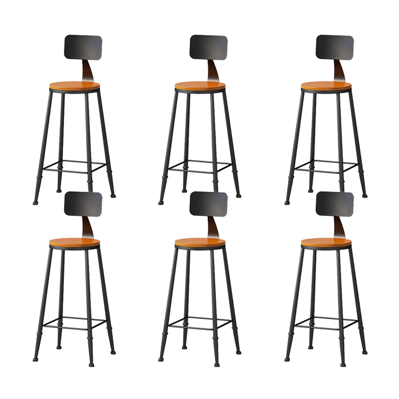 Modern Armless Counter Stool Iron Kitchen Bar Stool with Seat and Pedal