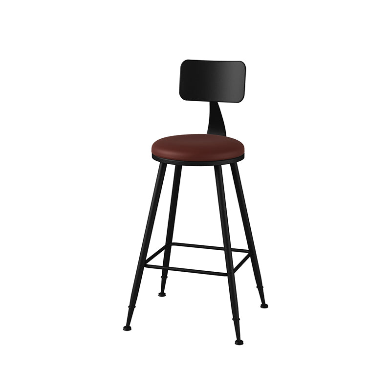 Modern Armless Counter Stool Iron Kitchen Bar Stool with Seat and Pedal