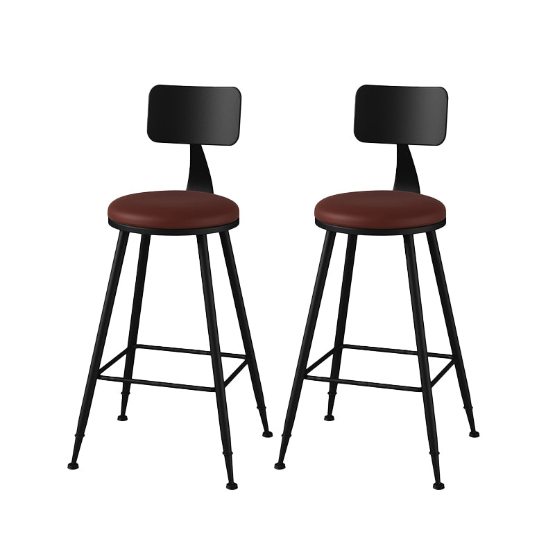 Modern Armless Counter Stool Iron Kitchen Bar Stool with Seat and Pedal