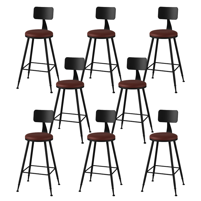 Modern Armless Counter Stool Iron Kitchen Bar Stool with Seat and Pedal