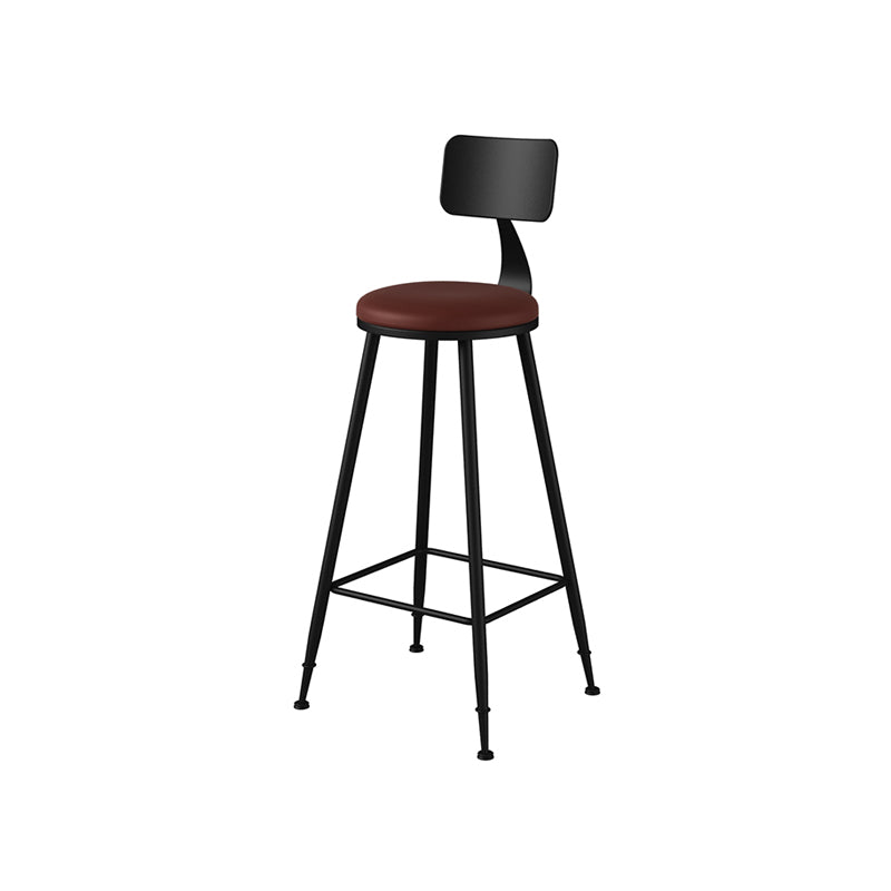 Modern Armless Counter Stool Iron Kitchen Bar Stool with Seat and Pedal