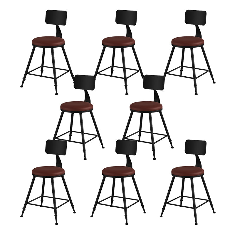 Modern Armless Counter Stool Iron Kitchen Bar Stool with Seat and Pedal