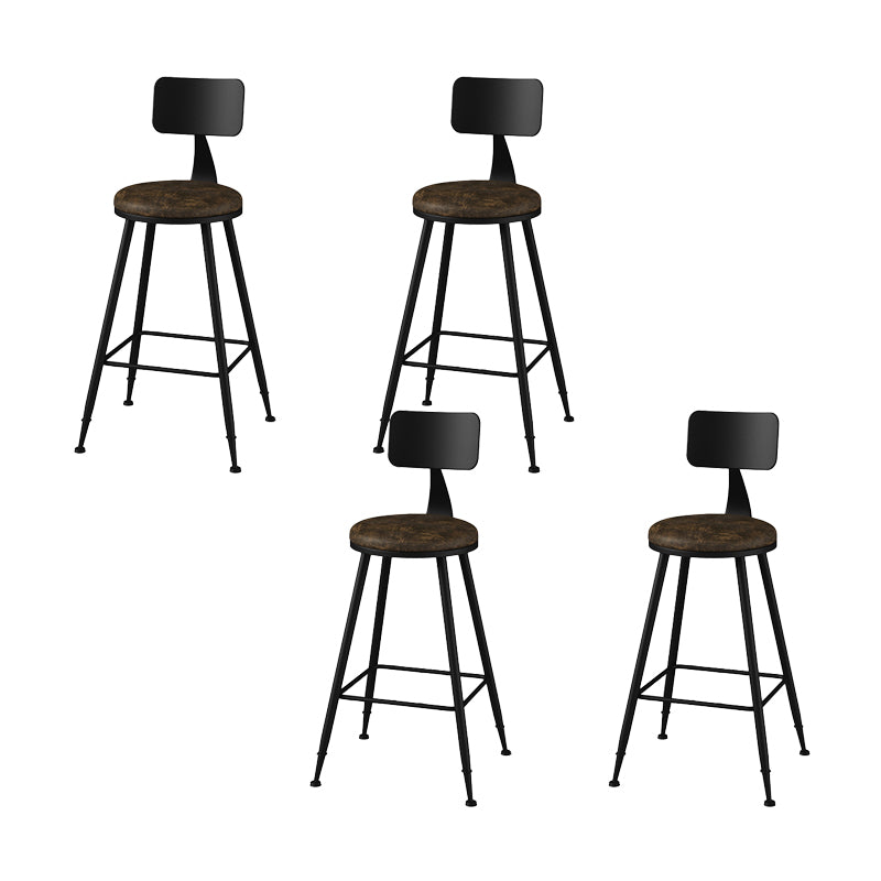 Modern Armless Counter Stool Iron Kitchen Bar Stool with Seat and Pedal