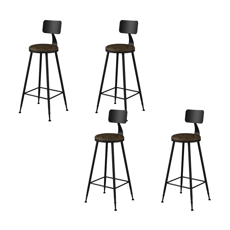 Modern Armless Counter Stool Iron Kitchen Bar Stool with Seat and Pedal