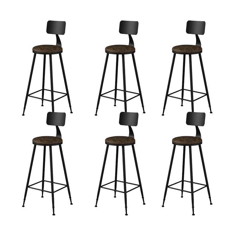 Modern Armless Counter Stool Iron Kitchen Bar Stool with Seat and Pedal