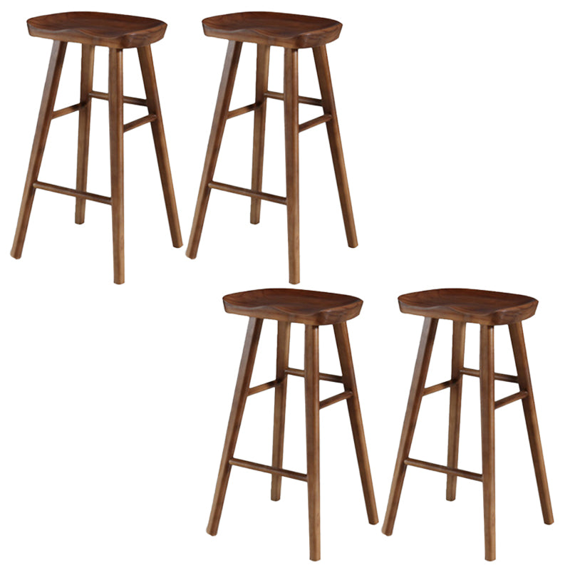 Modern Backless Counter Stool Wood Bar Stool with Pedal and Wooden Seat