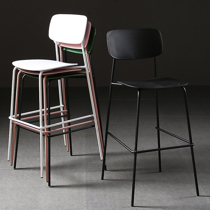 Modern Plastic Bar-stool Square Seat Counter Bar Stool with Metal Legs