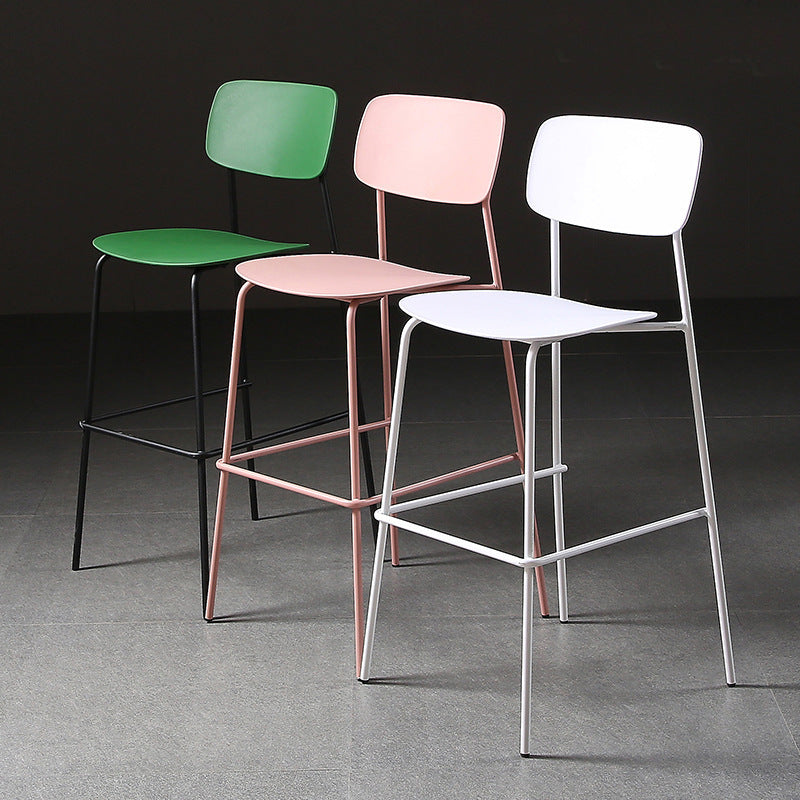 Modern Plastic Bar-stool Square Seat Counter Bar Stool with Metal Legs
