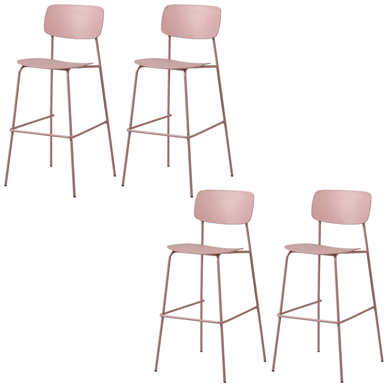 Modern Plastic Bar-stool Square Seat Counter Bar Stool with Metal Legs