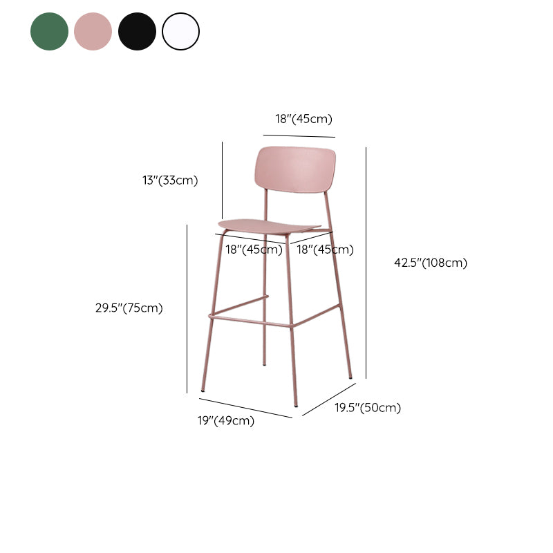 Modern Plastic Bar-stool Square Seat Counter Bar Stool with Metal Legs